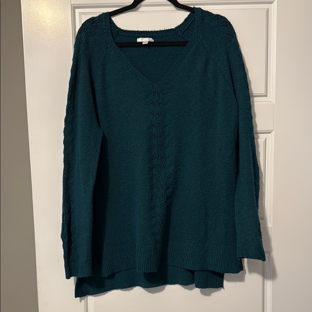Teal V-Neck Women's Sweater